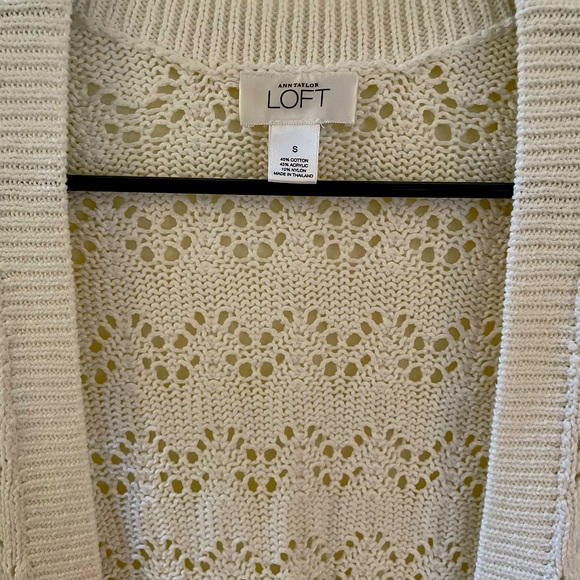 Ann Taylor Loft White Crochet Sleeveless Sweater - Picture 2 of 7